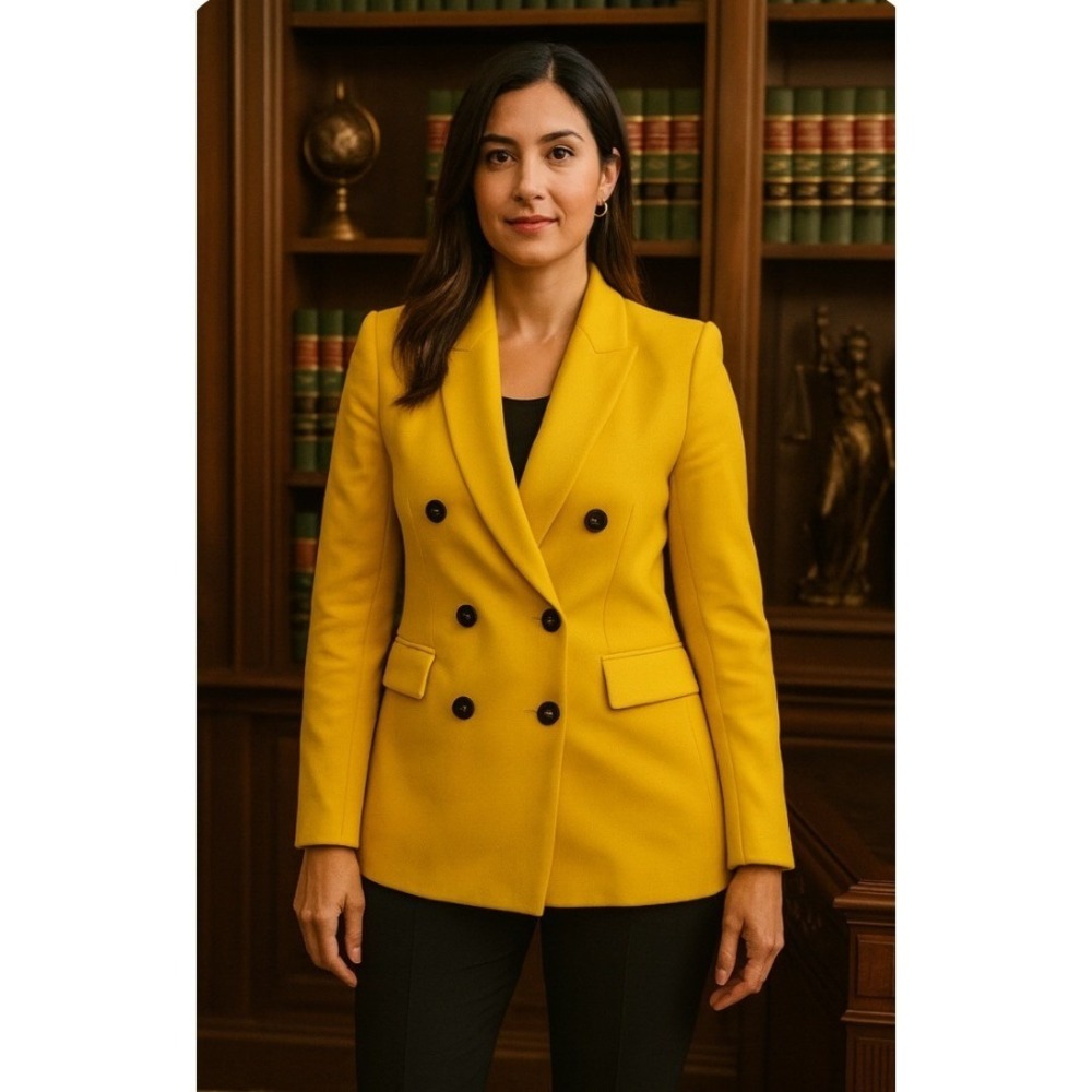 Zara Blazer Size S Yellow Double Breasted Long Sleeve Business Casual Academia